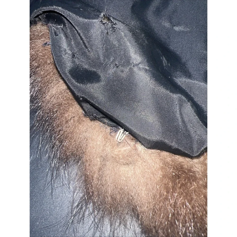 VTG Genuine Mink Fur Collar Brown Lined w/ Hook & Eye Closure 1960s 28